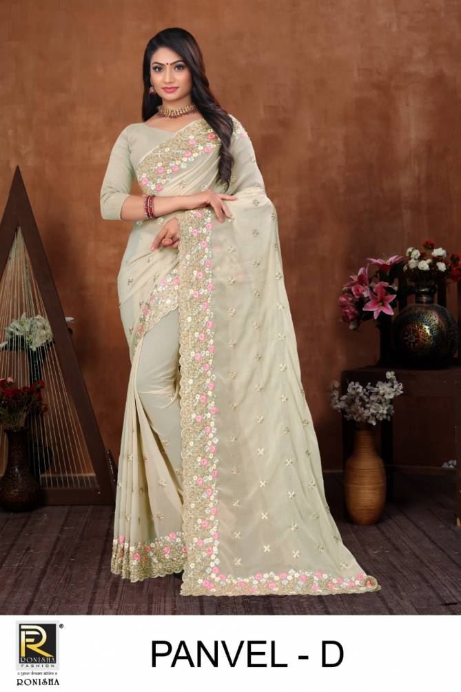 Ronisha Panvel Embroidery designer Fancy Festive Wear Saree Collection